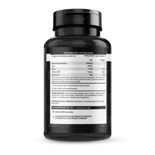 Maca Peruana Negra Com Boro 120 Cáps 500mg - Image 2