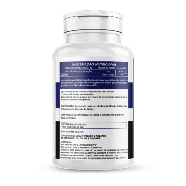 Enzima Lactase 60 cápsulas 500mg Hionutri - Image 2