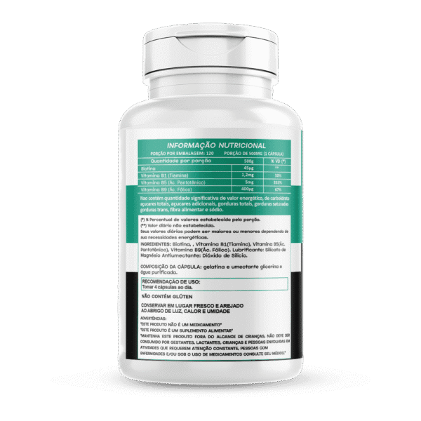 Biotina 120 cápsulas 500mg Hionutri - Imagem 2