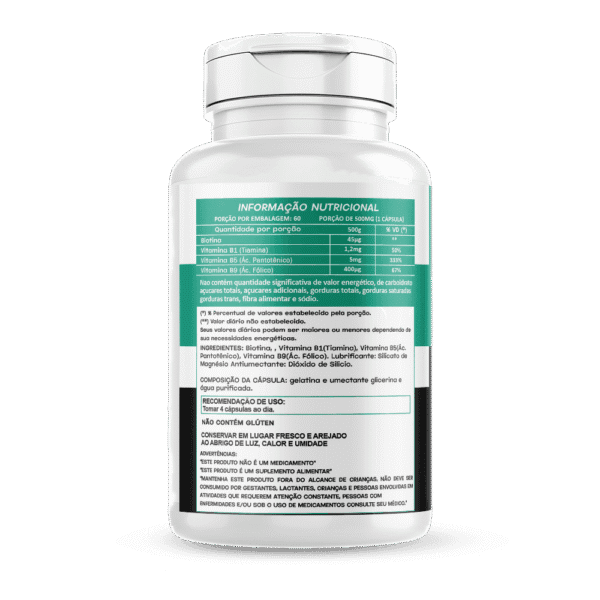 Biotina 60 cápsulas 500mg Hionutri - Imagem 2
