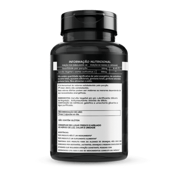 Carvão Vegetal Ativado 60 Cápsulas 500mg - Image 3