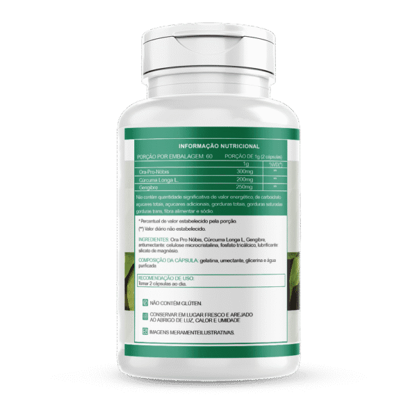 Ora-Pro-Nóbis + Cúrcuma e Gengibre 500 mg - Image 2